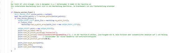 Uniqua: Aktionspunkte dynamische und sequenzielle und Ausgabe, Implementierung EVENTS, STOPP-EVENT am Aktionspunkt