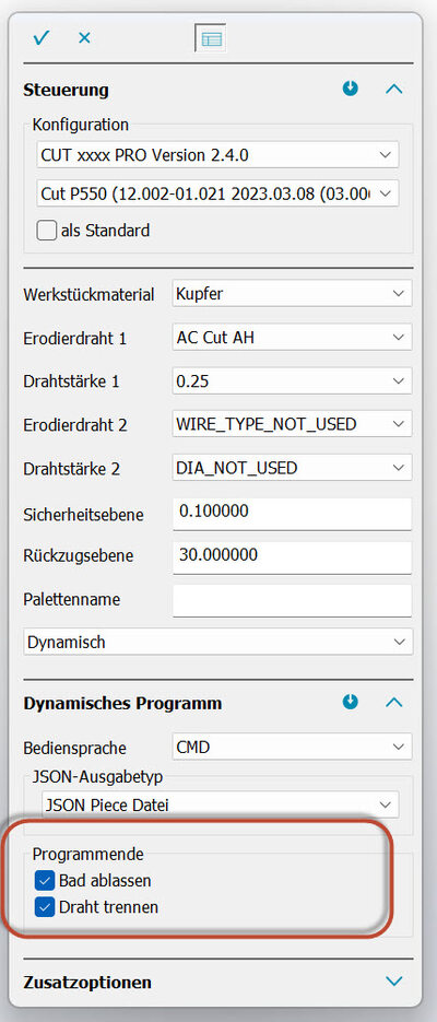 Uniqua: Dynamische Programmierung neue Optionen Drahttrennen und Bad ablassen am Ende.